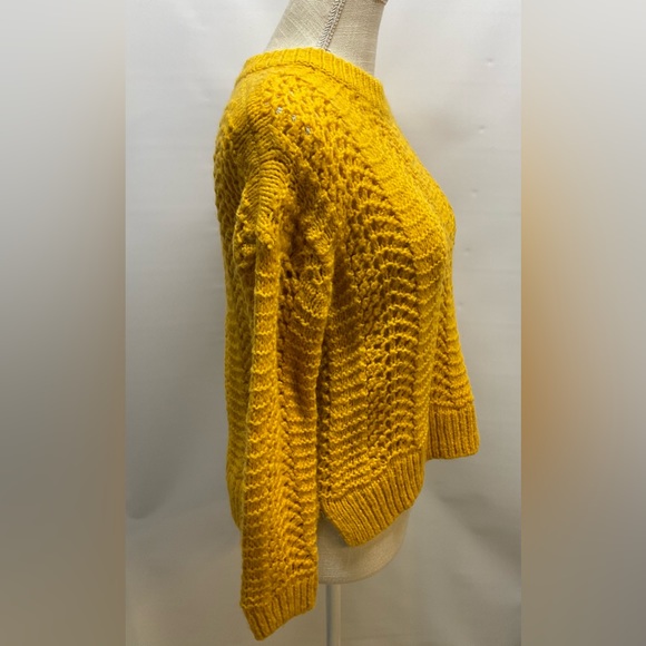 Madewell Windemere Pointelle Pullover Sweater yellow Sz XS - Picture 2 of 7